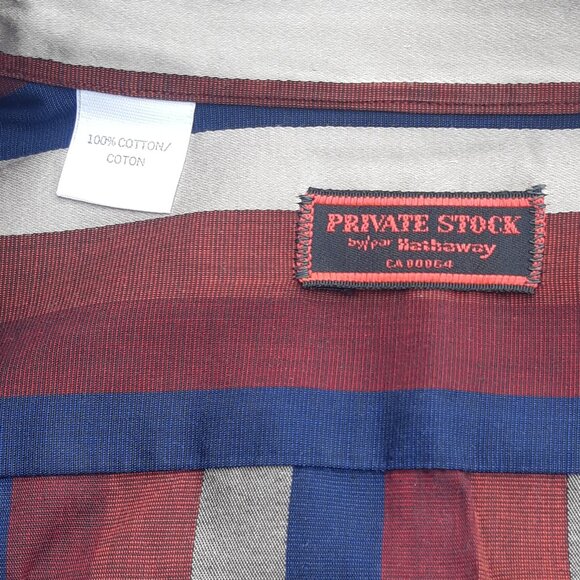 PRIVATE STOCK by HATHAWAY SZ L Striped Long Sleeve Button Up Men's Shirt - Picture 5 of 15